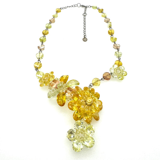 Butler and Wilson Asymmetrical Citrine and Lemon Flower Garland Necklace