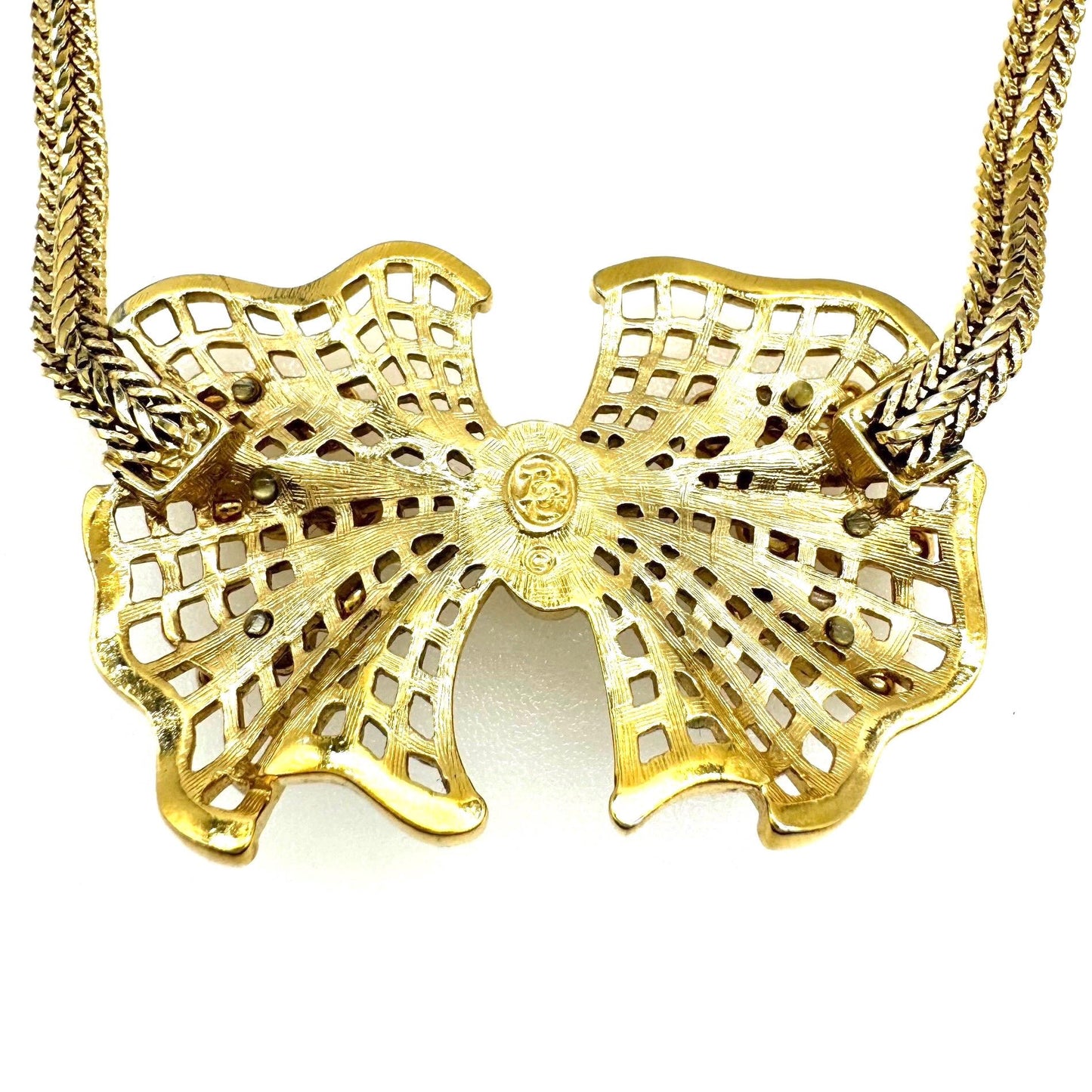 Bergdorf Goodman Large Mesh Bow Integral Bow Necklace