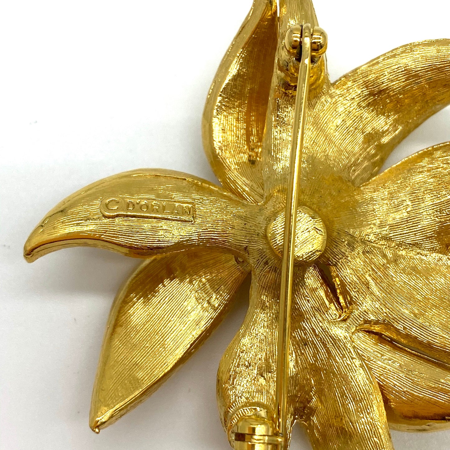 D'Orlan Richly Gold Plated Textured Flower Brooch