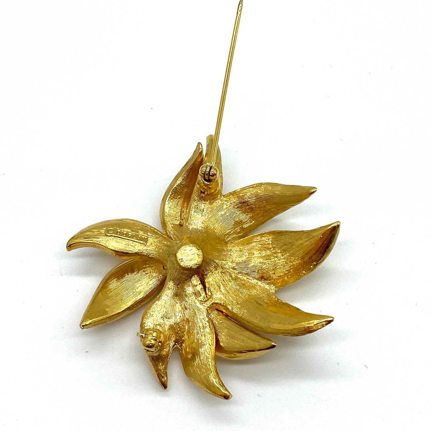 D'Orlan Richly Gold Plated Textured Flower Brooch