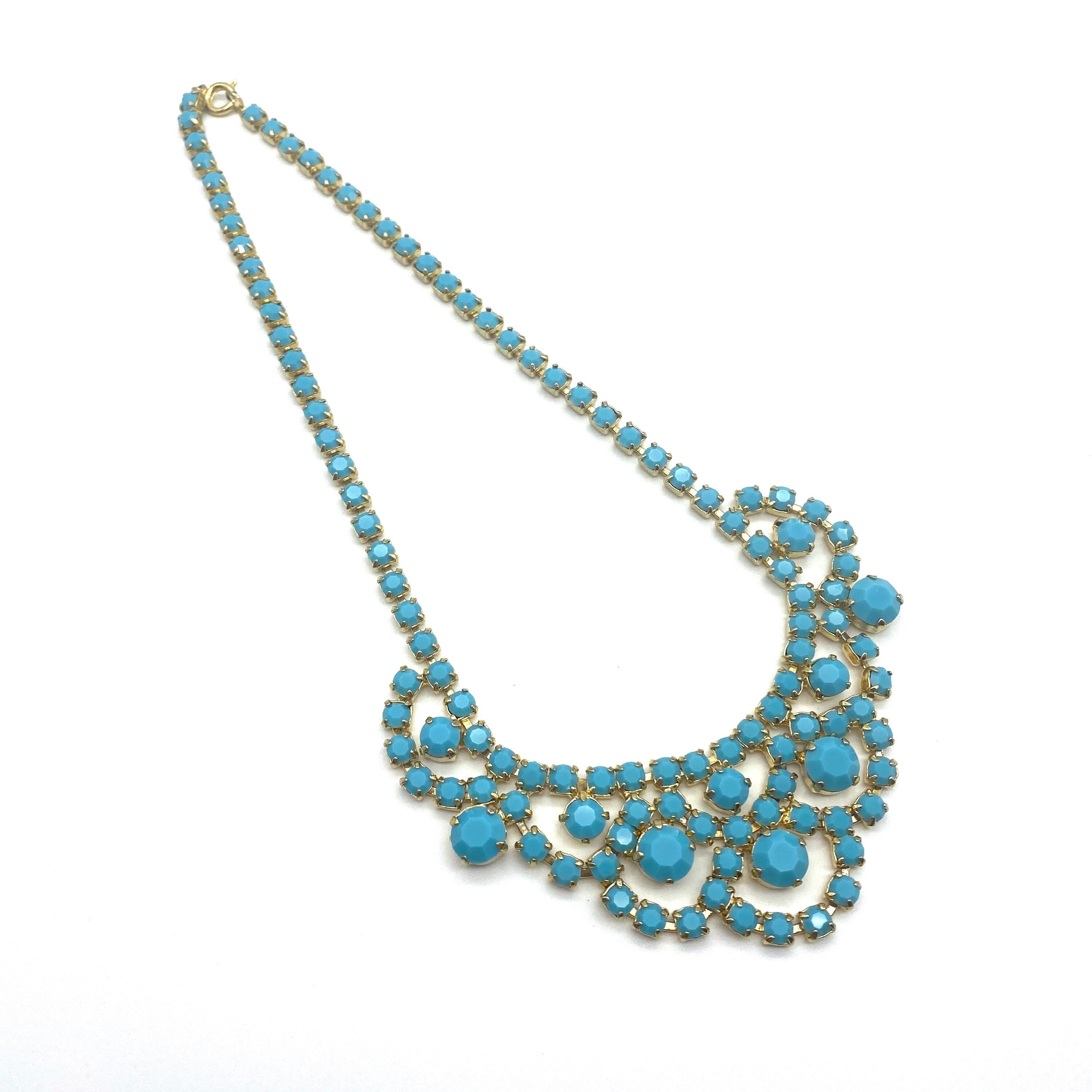 Turquoise Faceted Glass Claw Set offers Bib Necklace