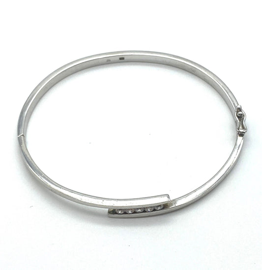 925 Silver Hinged Crystal Bangle Fully Hallmarked