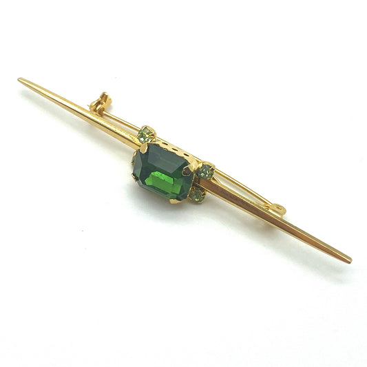 Signed 'Made In Austria' Green Stone Brooch