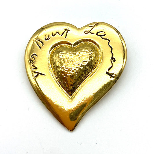 Yves Saint Laurent Gold Plated Abstract Heart Brooch