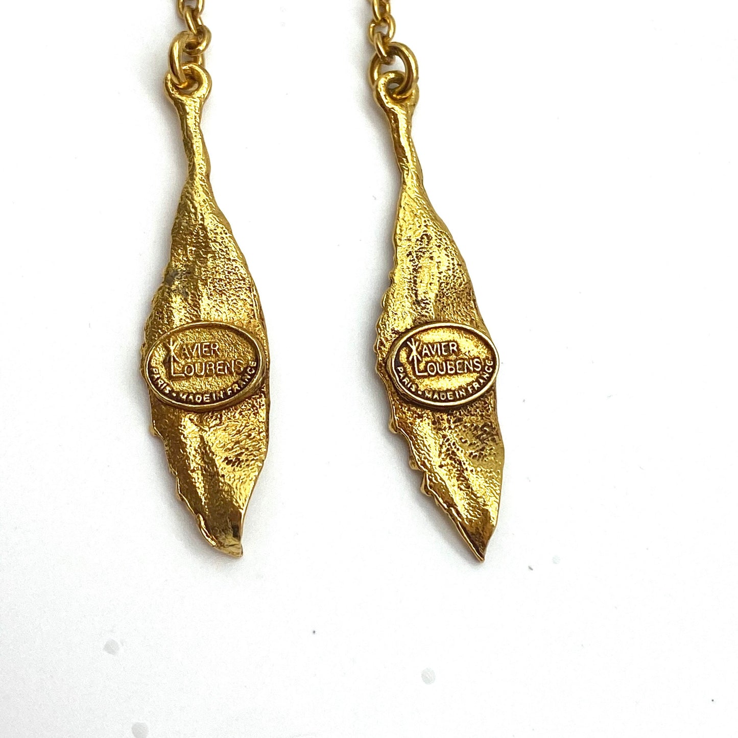 Xavier Loubens Haute Couture Gold 'Leaf' Dropper Earrings