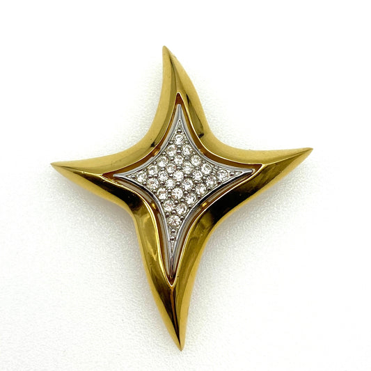 Broche étoile en cristal Swarovski plaqué or Givenchy 1978