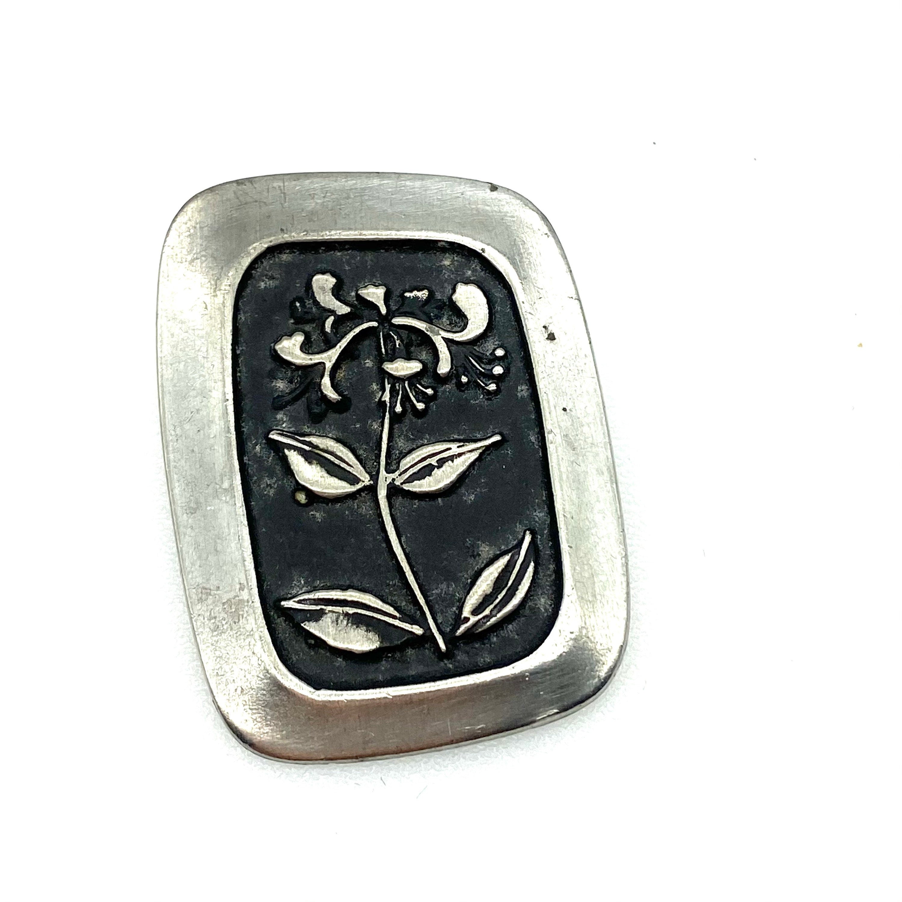 Rune Tennesmed Swedish Modernist Pewter Honeysuckle Brooch