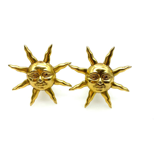 Askew Large Sun Clip On Earrings