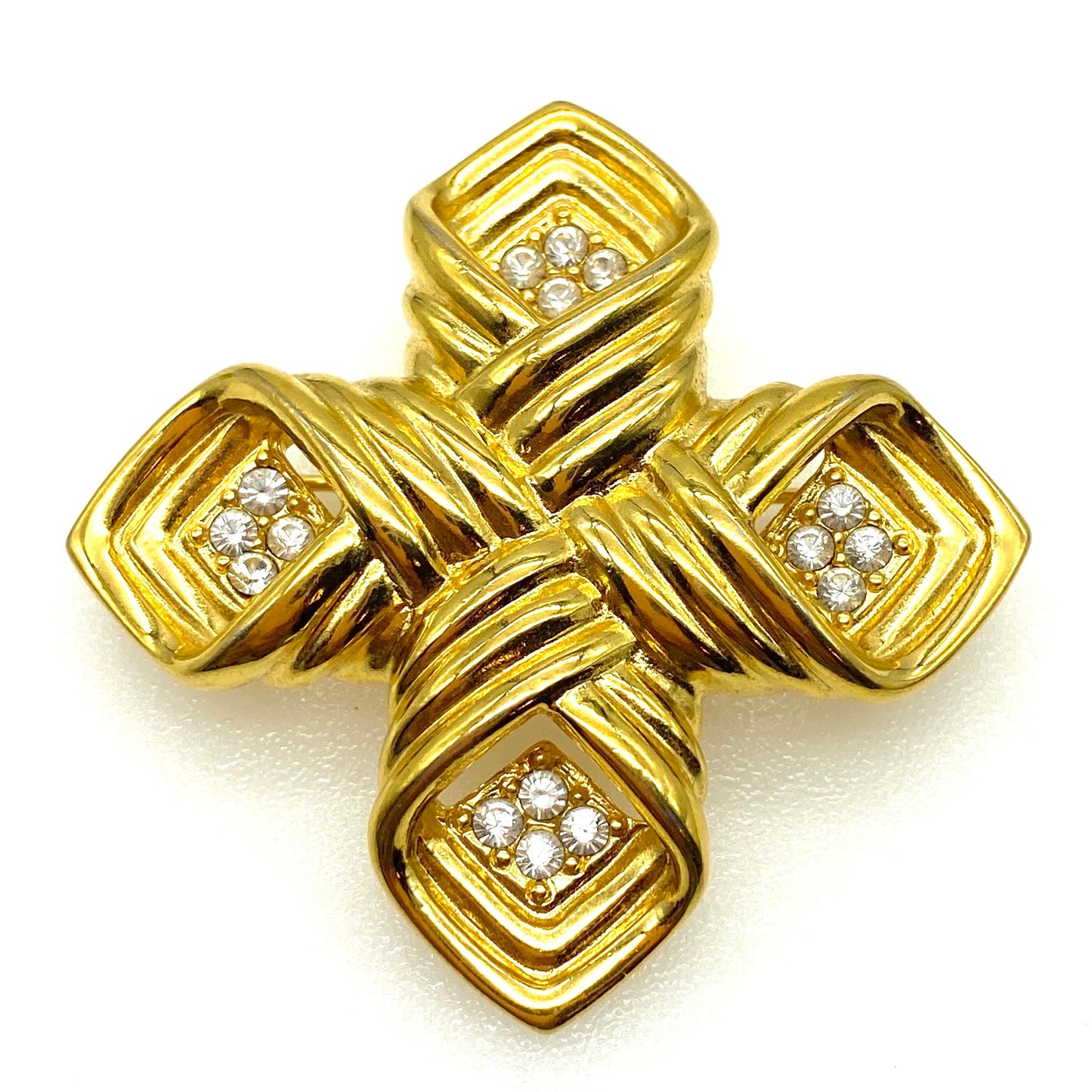 Joan Rivers Broche Croix Plaquée Or