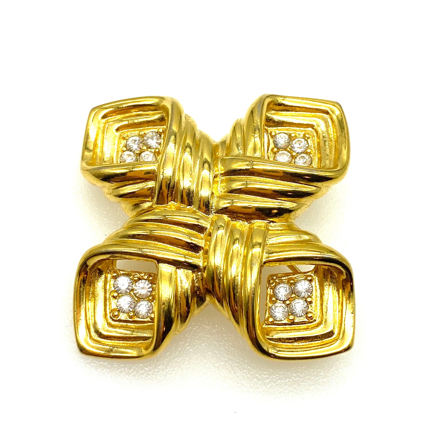 Joan Rivers Broche Croix Plaquée Or