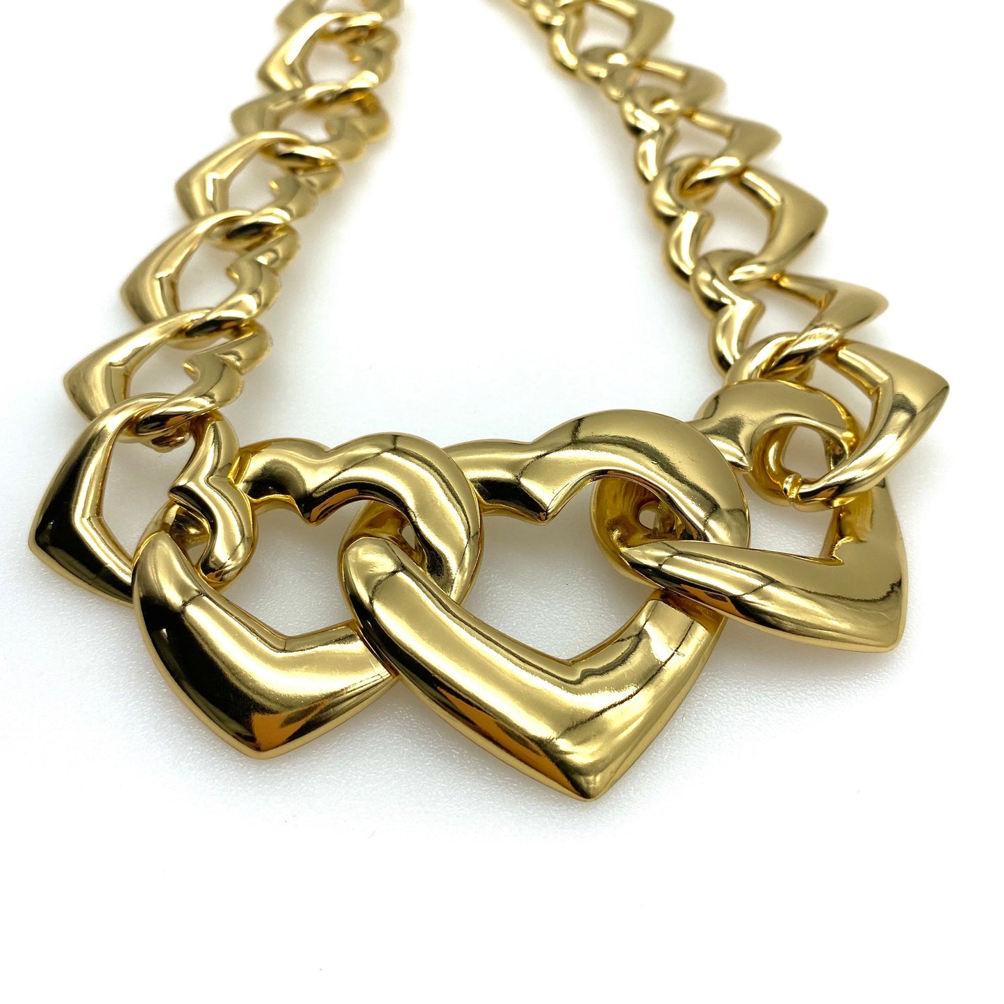 Yves Saint Laurent Gold Plated Open Heart Link Necklace