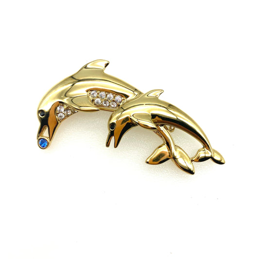 Broche BJ 'Beatrix Jewelry' Dauphins bondissants (mère et veau)