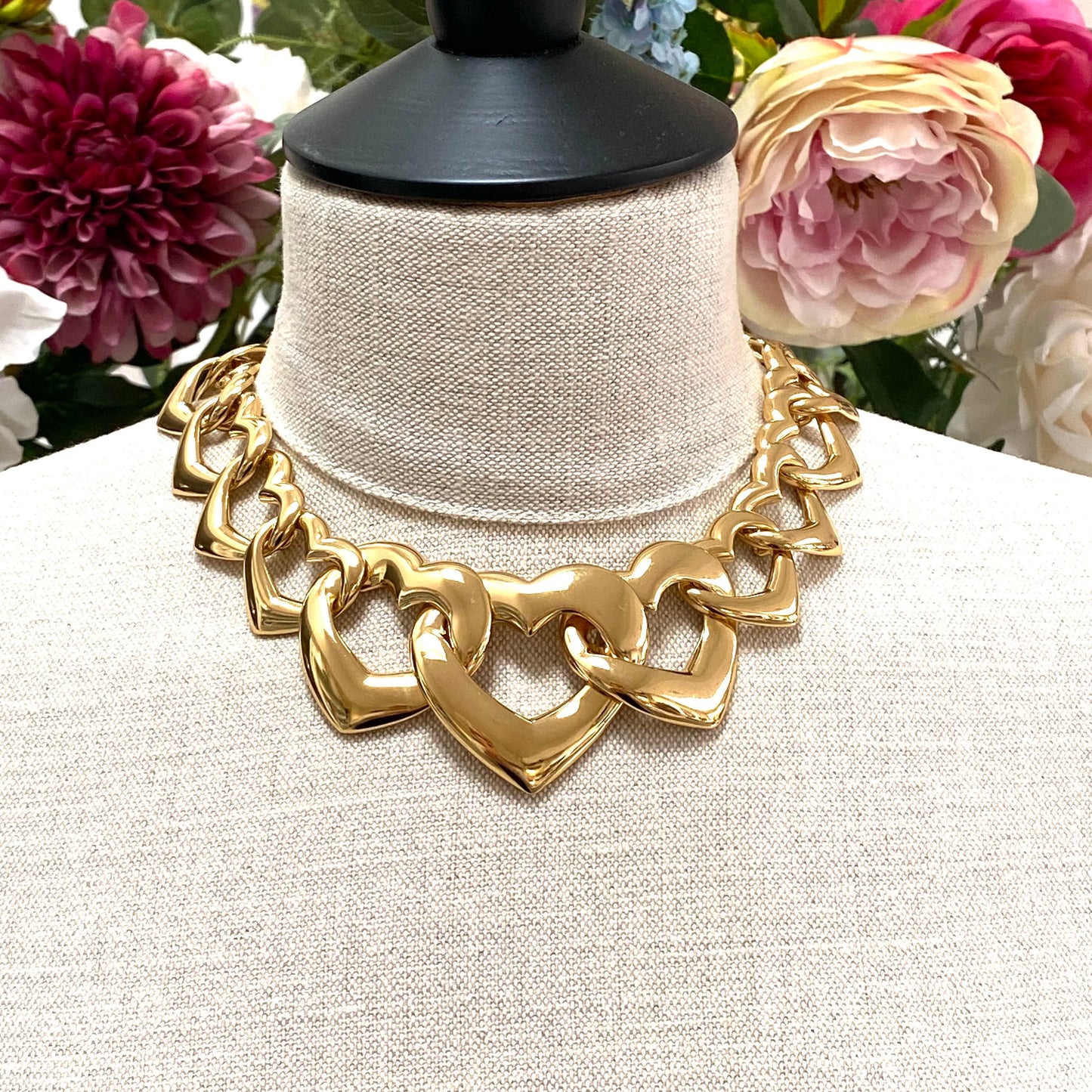 Yves Saint Laurent Gold Plated Open Heart Link Necklace