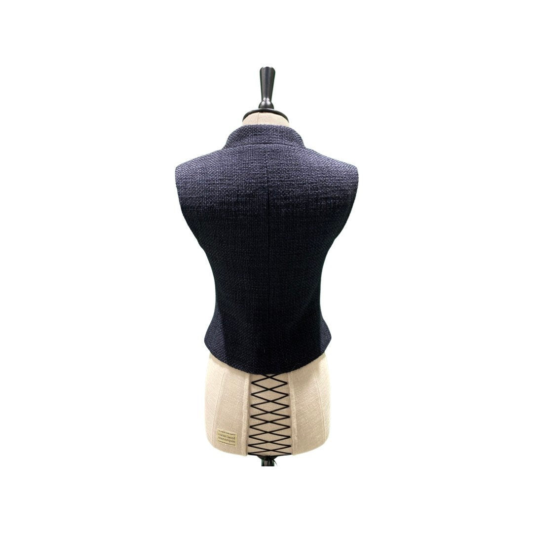 Chanel Made In France 2000 Automne Collection Navy Wool Mix Gilet zippé sans manches/Gilet UK Taille 6