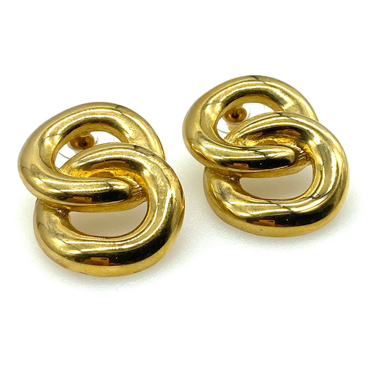 Givenchy Double Hoop Infinity Figure Eight Boucles d'oreilles percées plaquées or avec tout nouveau fermoir confort plaqué or