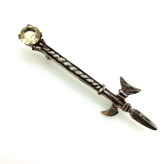 Ward Brothers Silver Dirk Battle Axe Brooch with Round Faceted Citrine