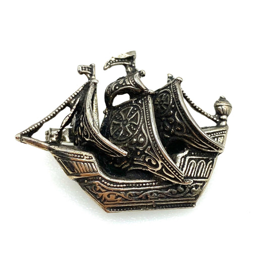 Broche de voilier galion en argent 925