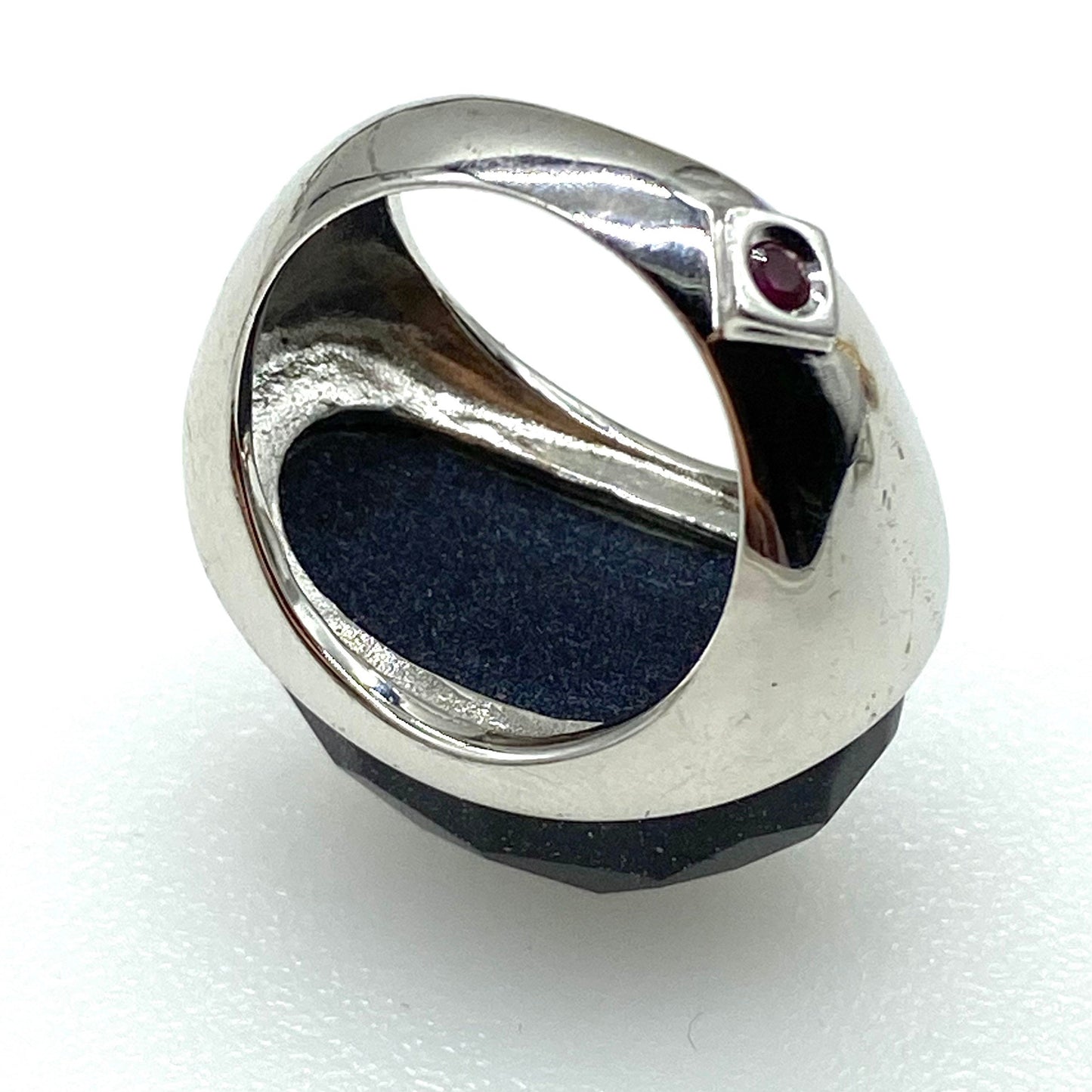 ELLE – bague en argent 925 rhodié, pierre dorée violette à facettes avec marque déposée rubis