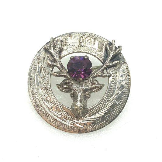 Ward Brothers Sterling Silver Stag and Thistle Brooch