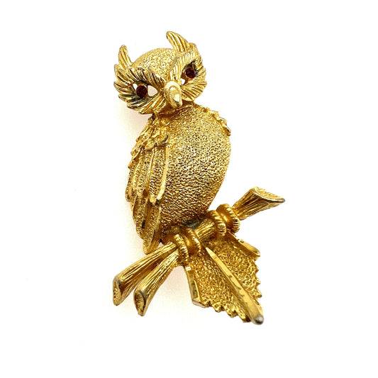 Broche hibou sur branche BSK