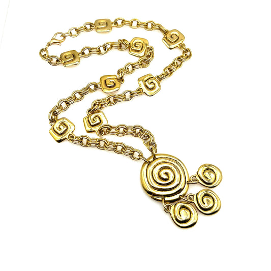 Matiere Premiere Paris Double Link Chain Swirl Medallion Necklace