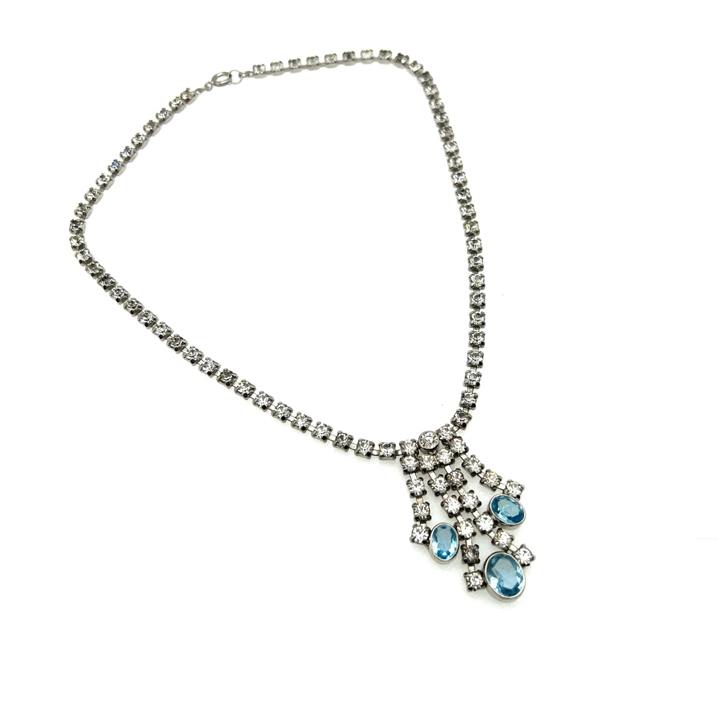 1950's Blue and Clear Rhinestone Necklace