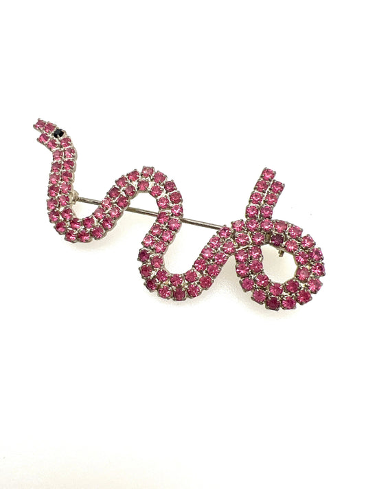 Dorothy Bauer Pink Crystal Snake Brooch