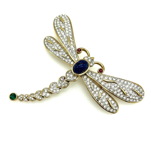 Rare Attwood and Sawyer 22ct Gold Plated Magnificent Articulated Dragonfly Brooch