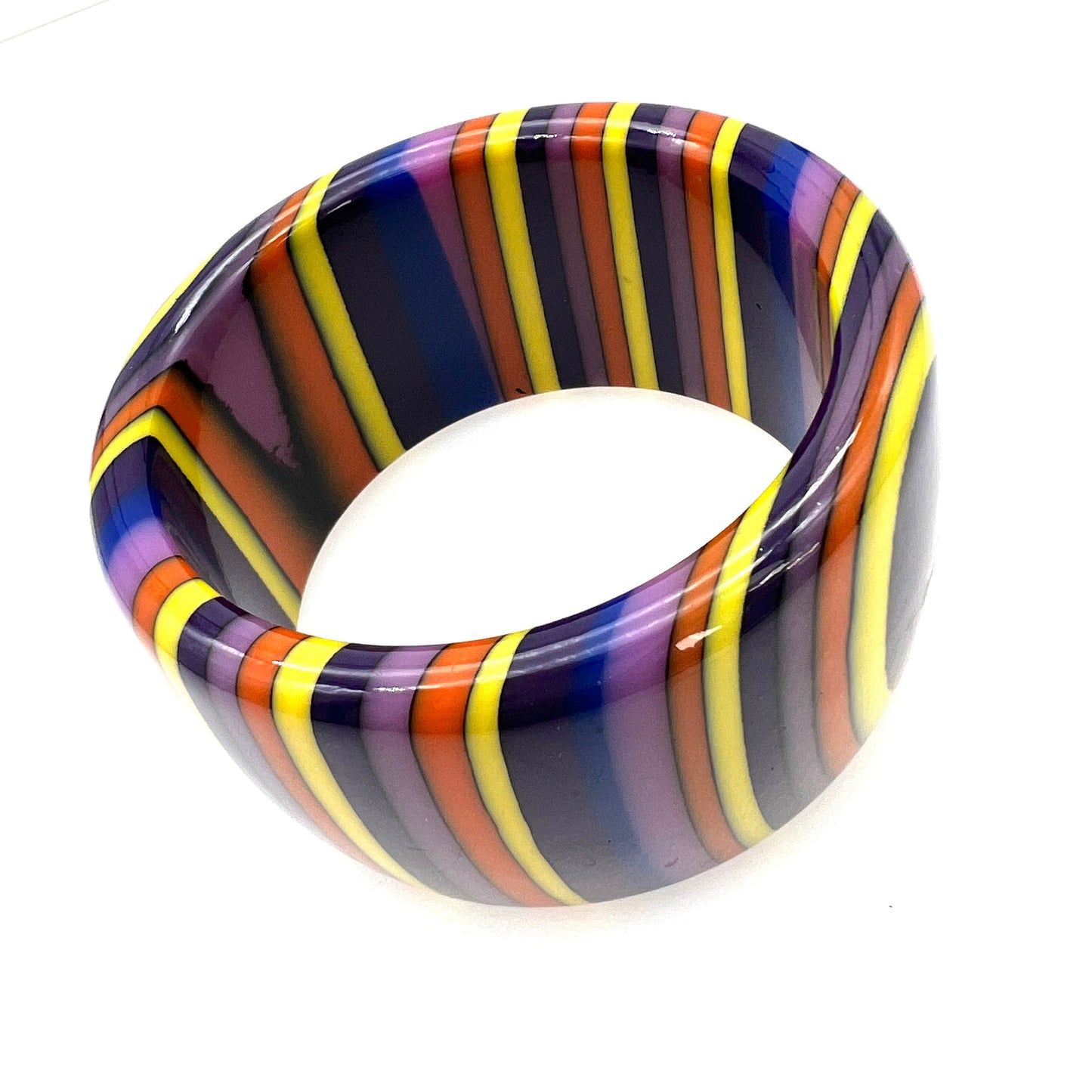 Unsigned Plastic Resin Striped Multi Colour Pop Art Bangle