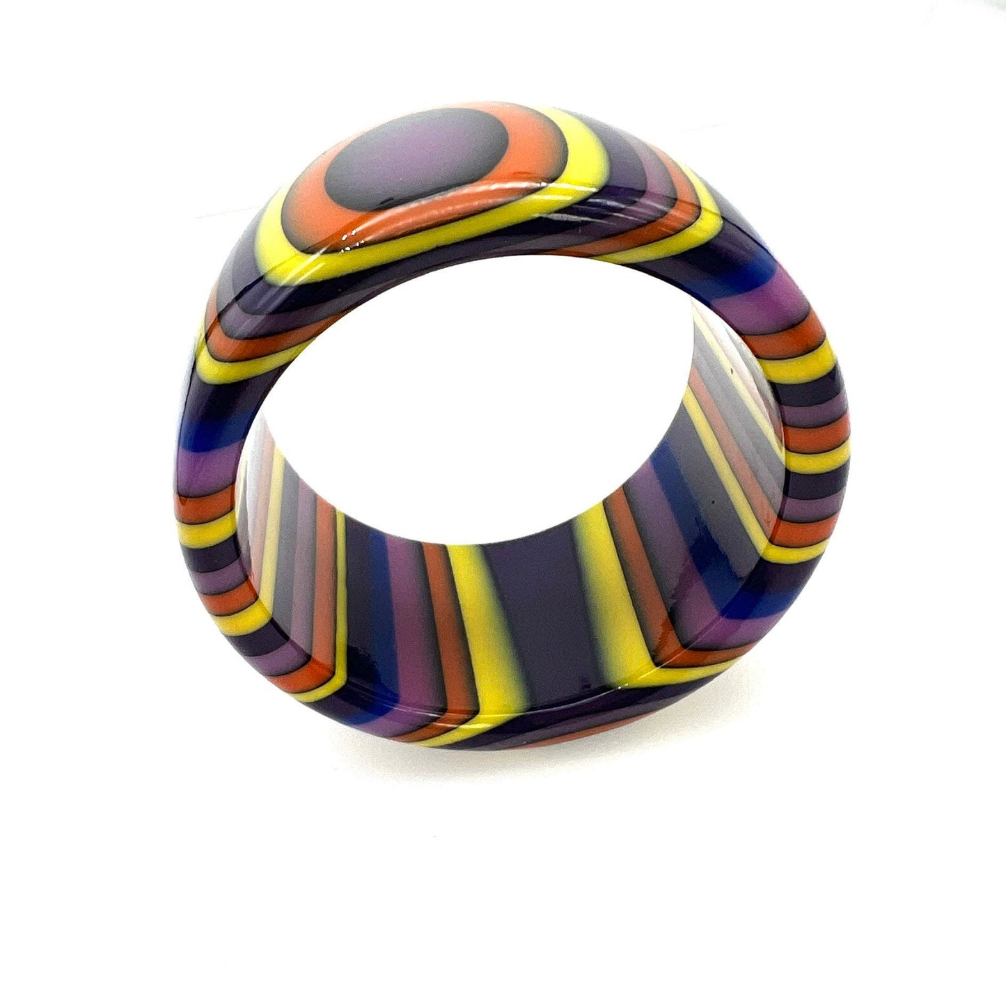 Unsigned Plastic Resin Striped Multi Colour Pop Art Bangle