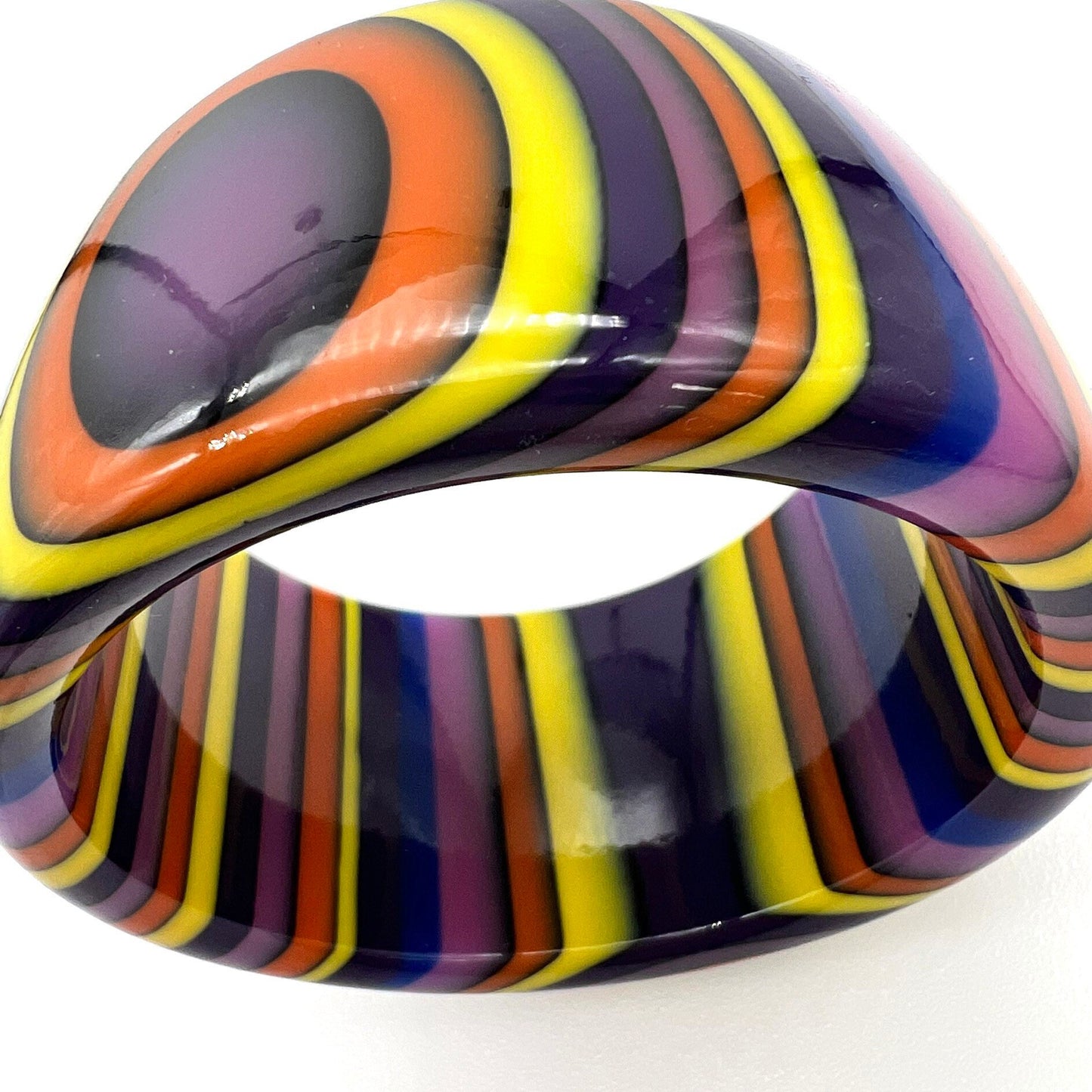 Unsigned Plastic Resin Striped Multi Colour Pop Art Bangle