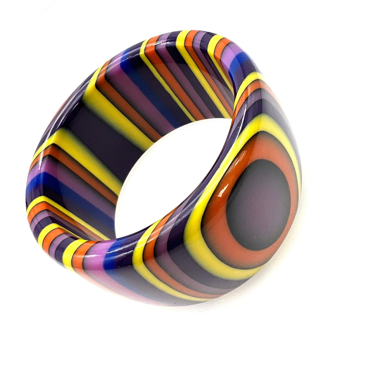 Unsigned Plastic Resin Striped Multi Colour Pop Art Bangle