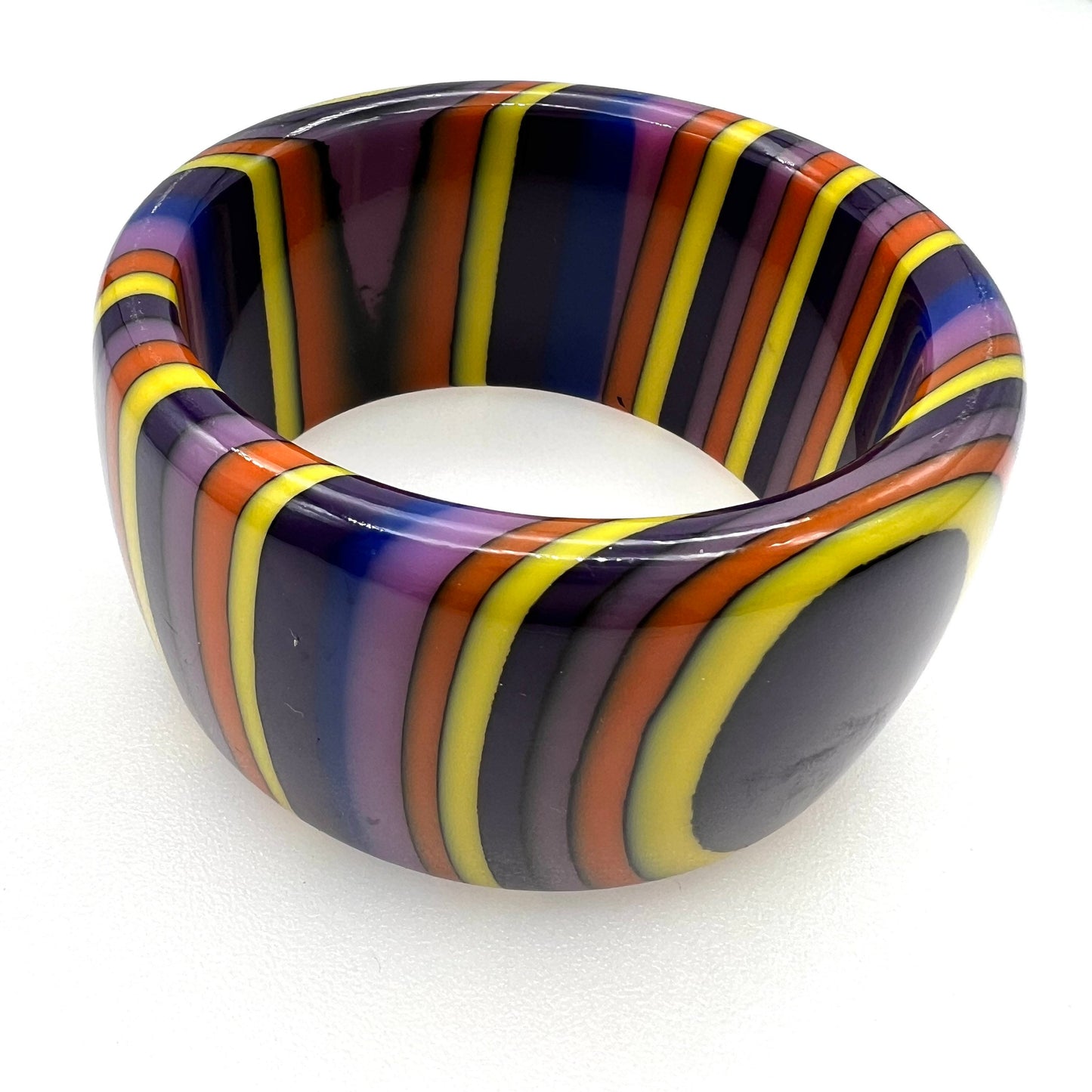 Unsigned Plastic Resin Striped Multi Colour Pop Art Bangle