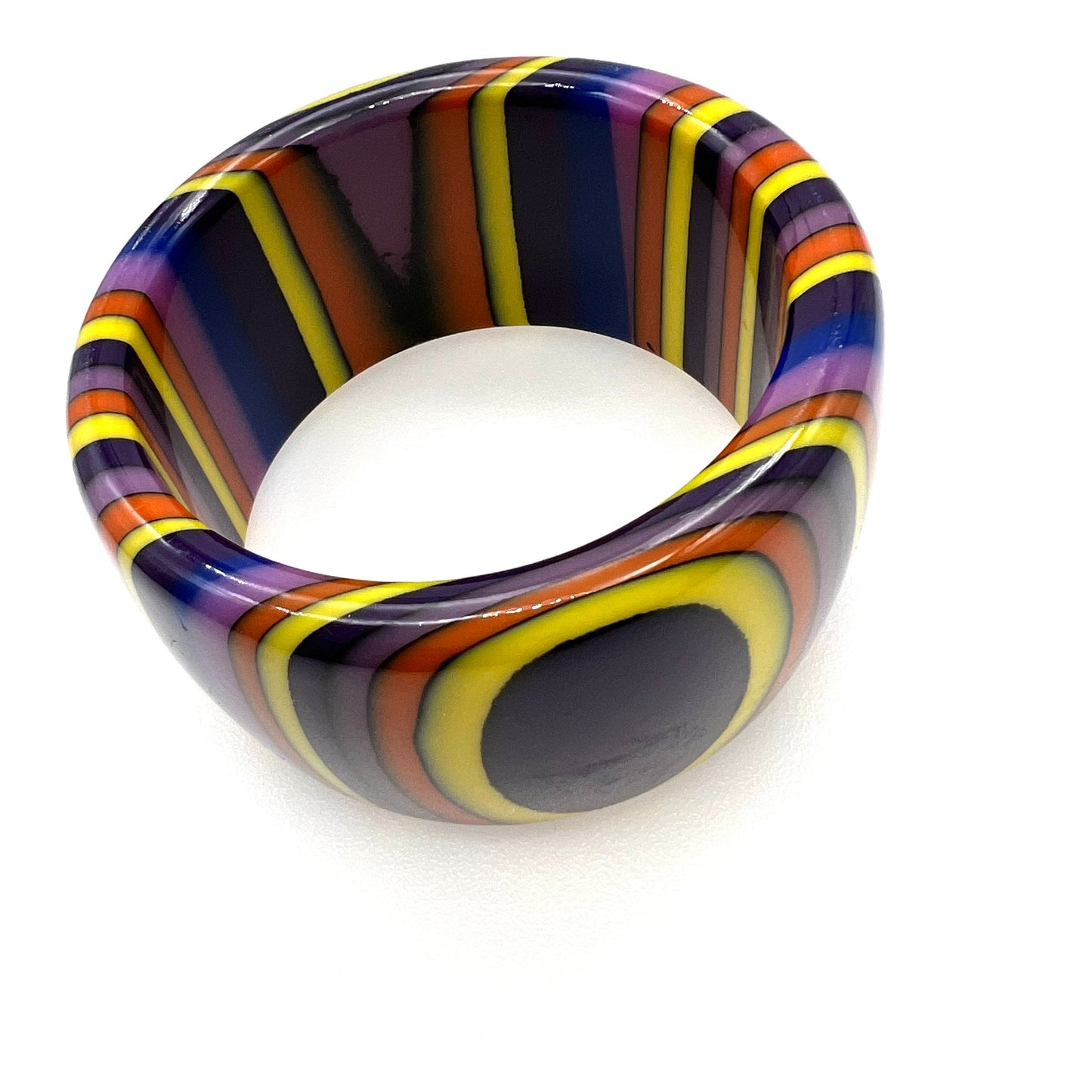 Unsigned Plastic Resin Striped Multi Colour Pop Art Bangle