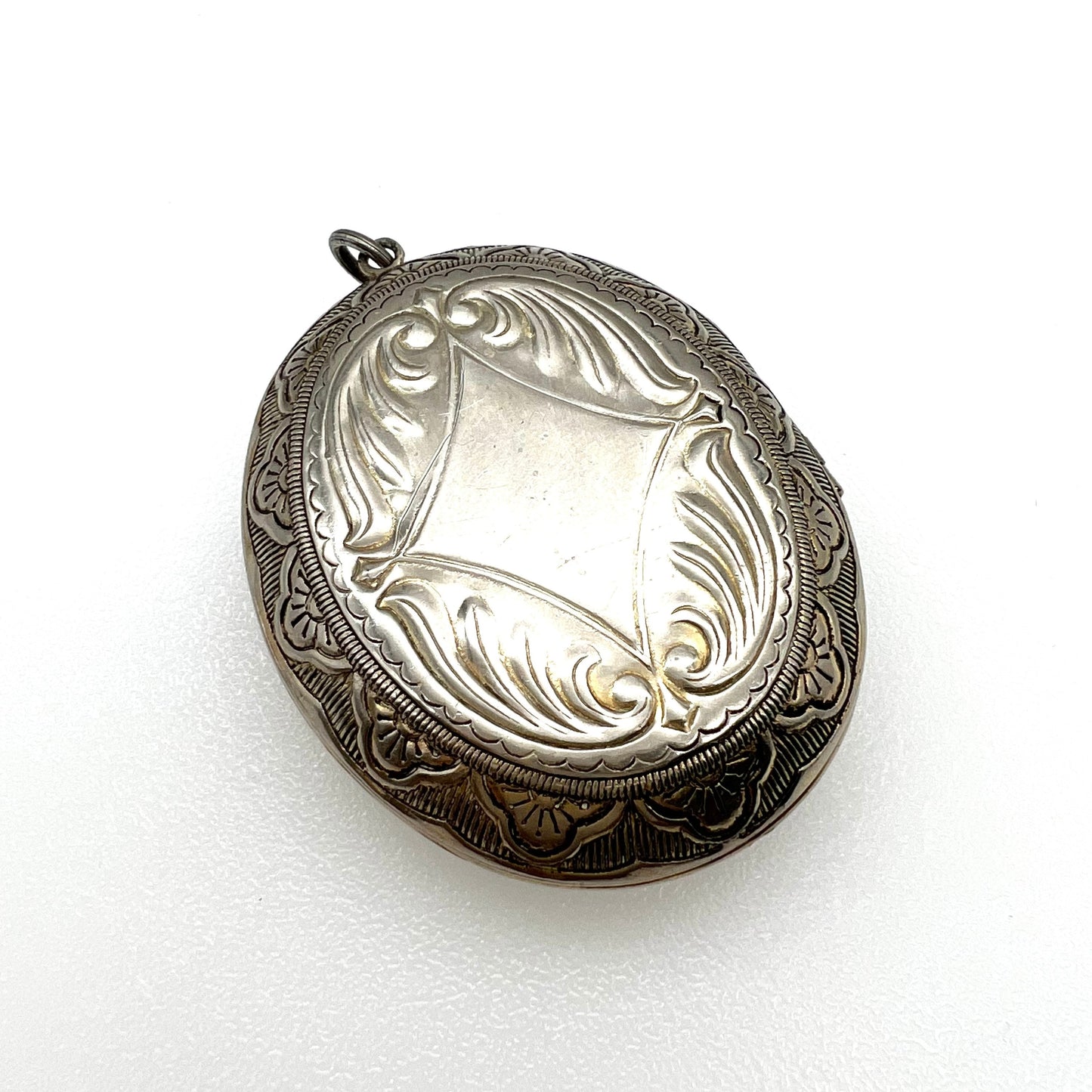 Silver Plated Double Sided Repousse Gilt Lined Large Locket