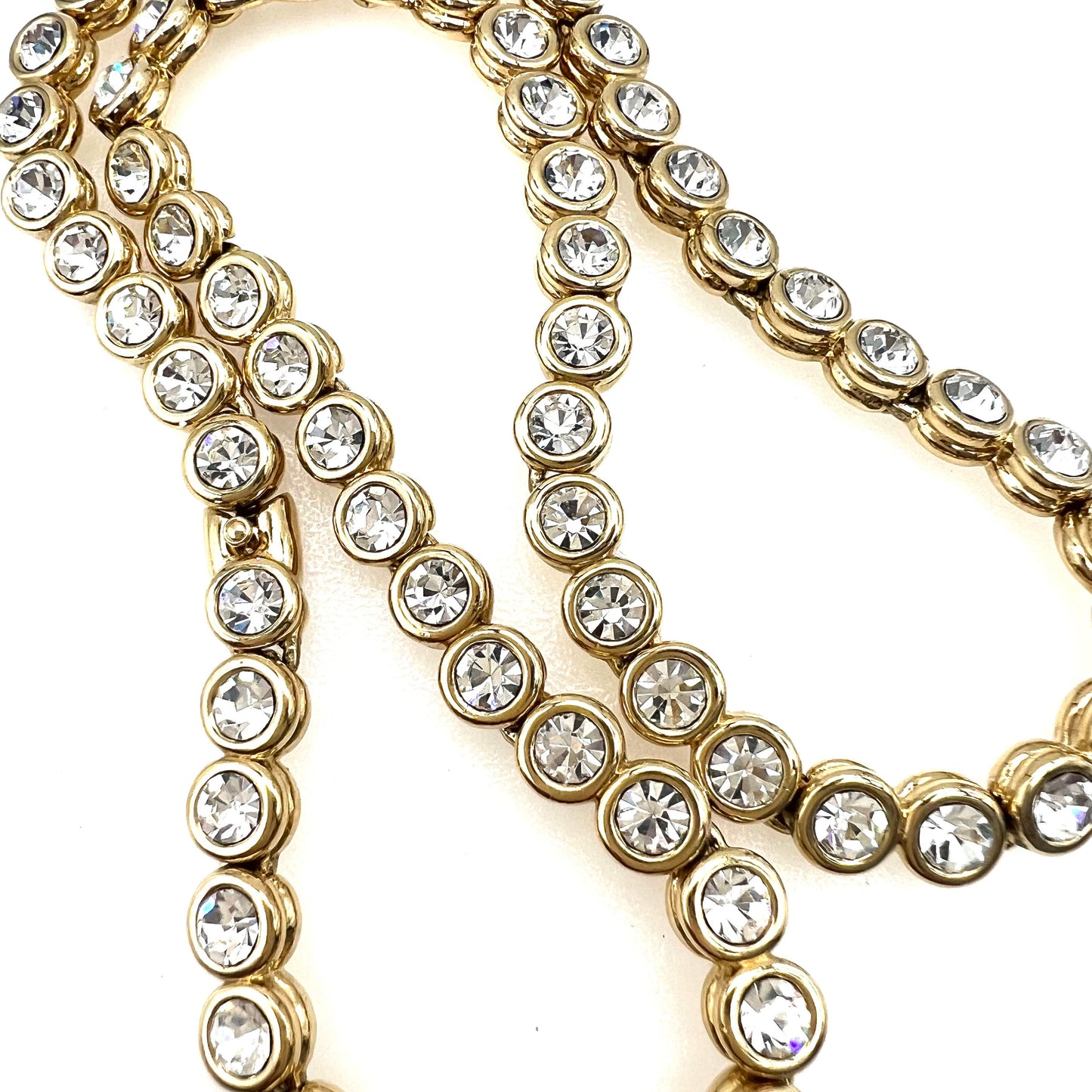 Unsigned Rhinestone Bezel Set Necklace with Discreet Slide Clasp