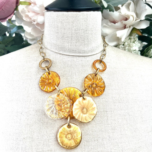 Antica Murrina Venzia Glass Slice / Flower Bib Necklace