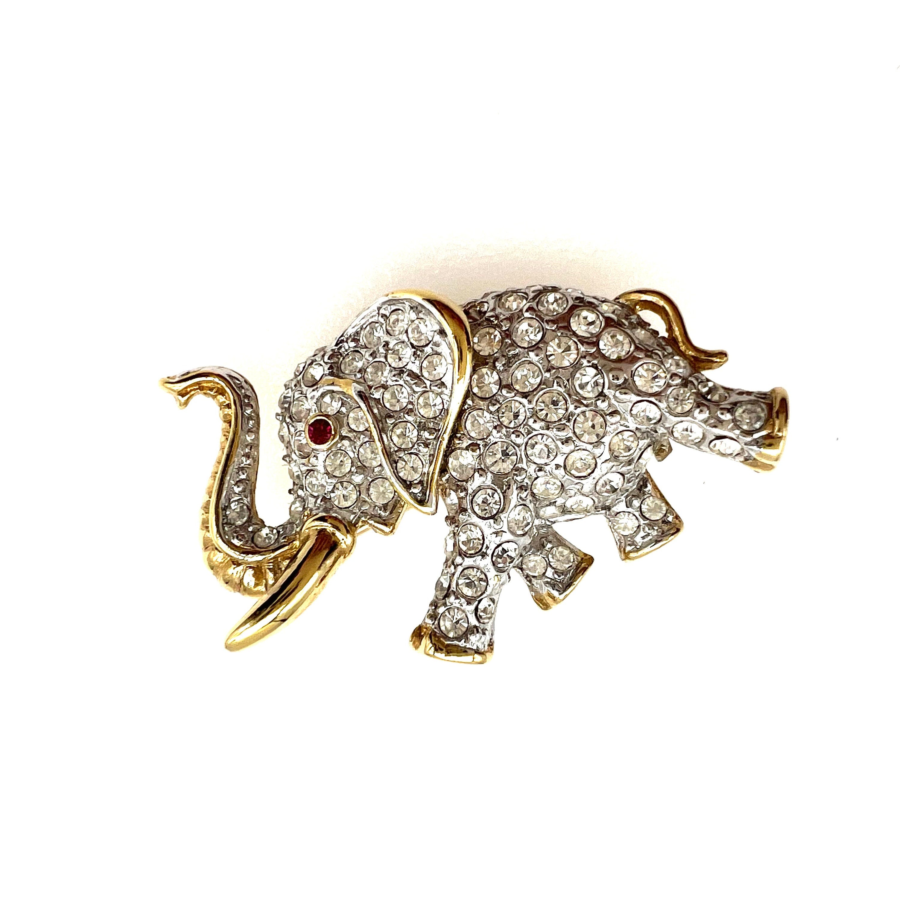 Swarovski crystal on sale elephant brooch