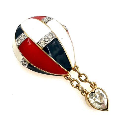 Keyes Enamel and Rhinestone Hot Air Balloon Brooch