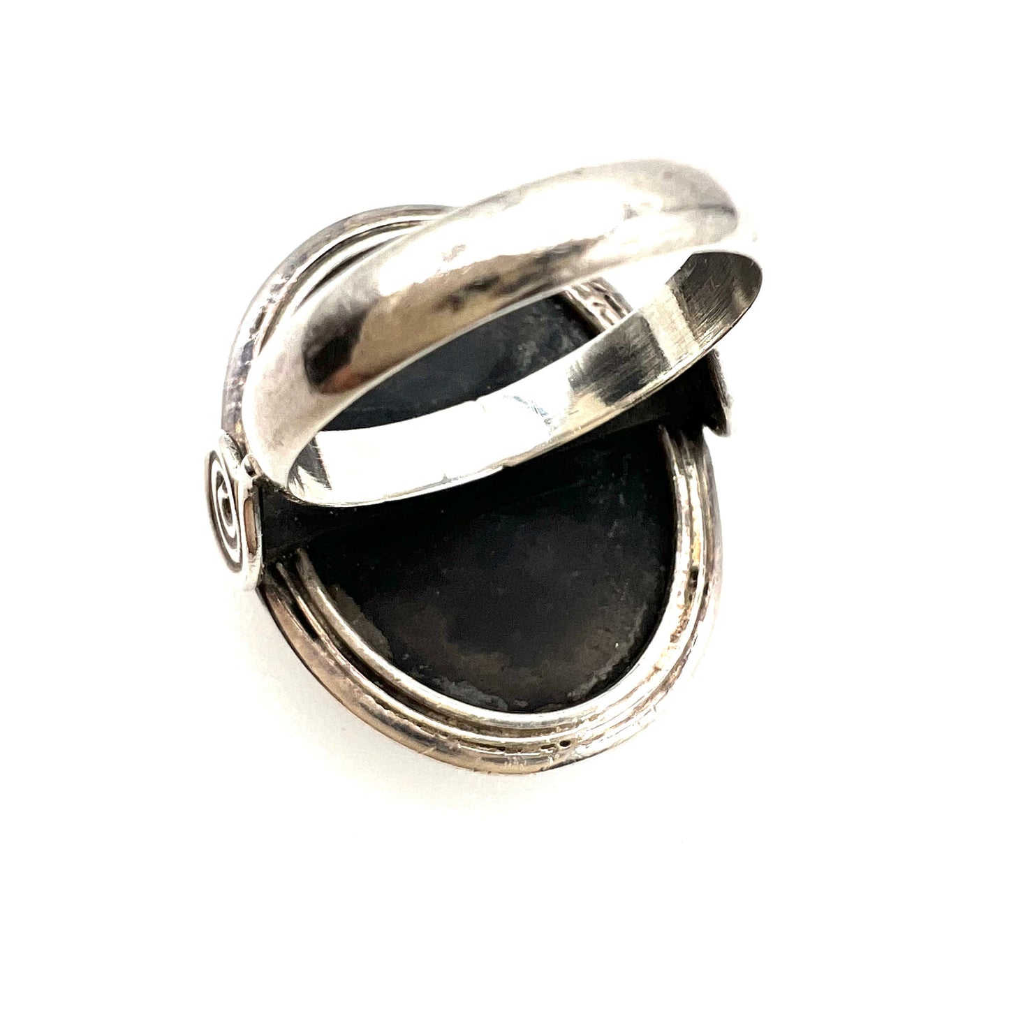 925 Silver Statement Abalone/Paua Ring Size R UK / Size 8.5 U.S.