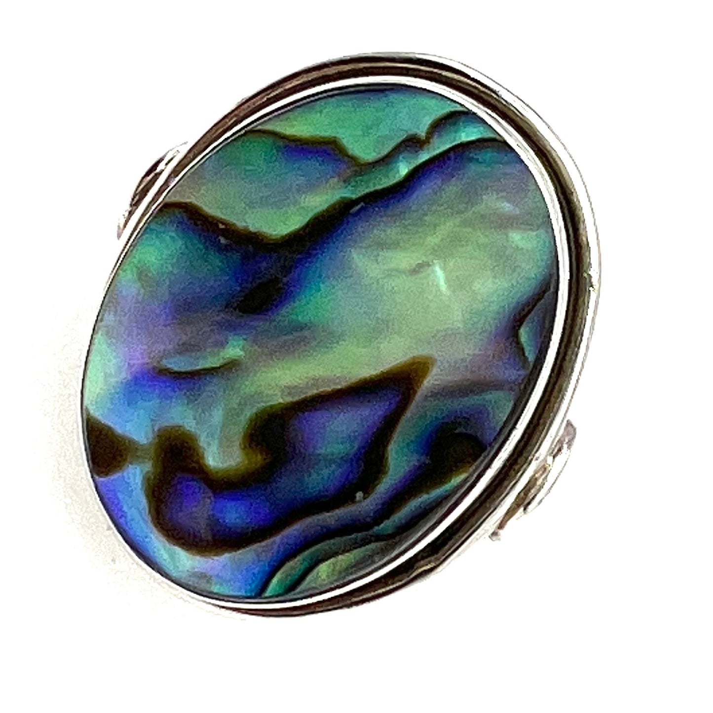 925 Silver Statement Abalone/Paua Ring Size R UK / Size 8.5 U.S.