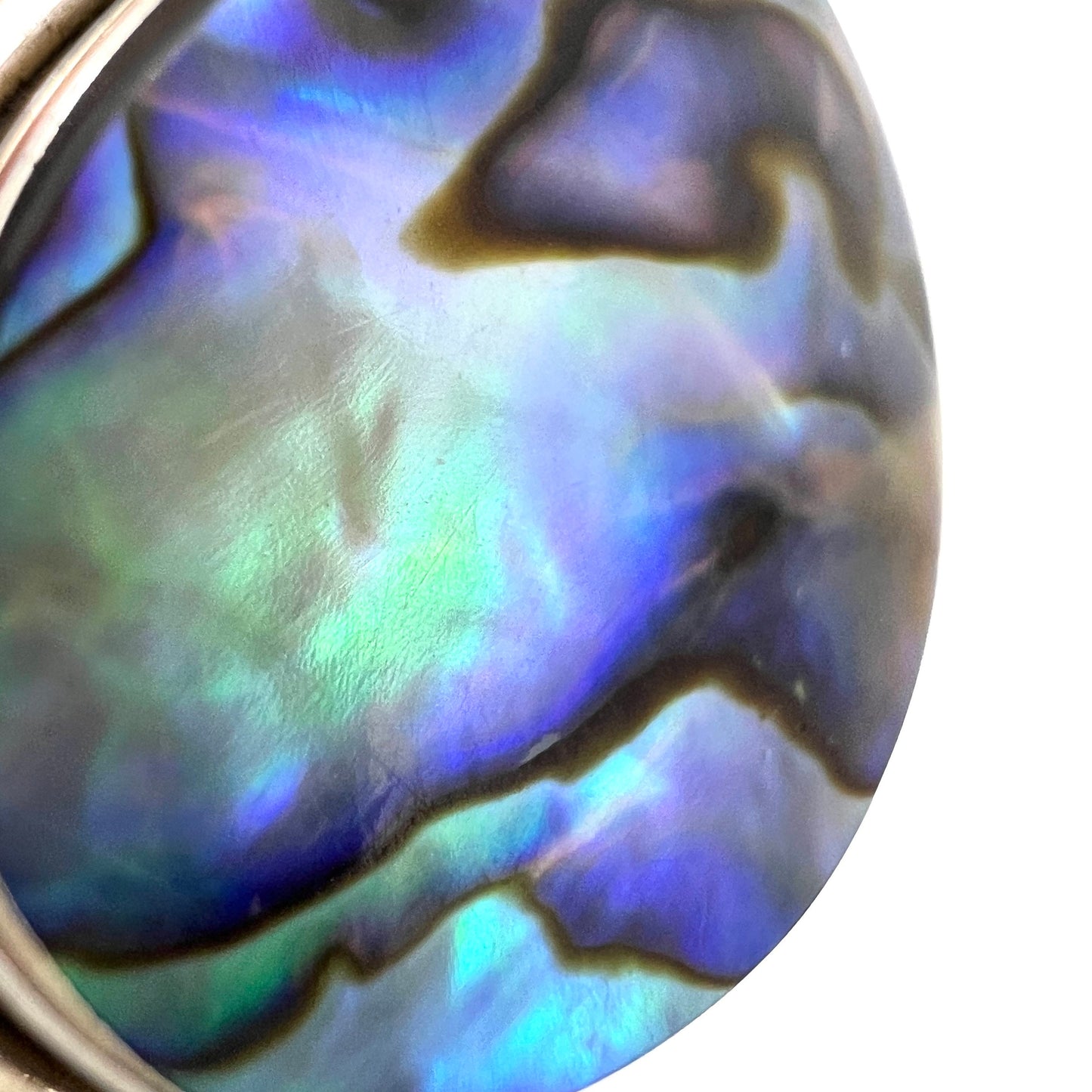 925 Silver Statement Abalone/Paua Ring Size R UK / Size 8.5 U.S.