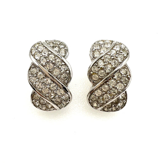 Crystal Twist Effect Clip On Earrings