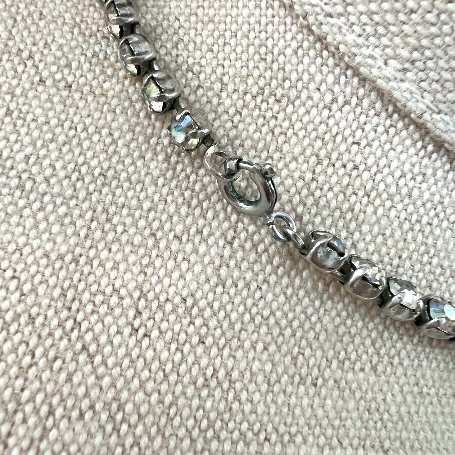 Aurora Borealis Clear Rhinestone Necklace with Sky Blue Rhinestone Accents