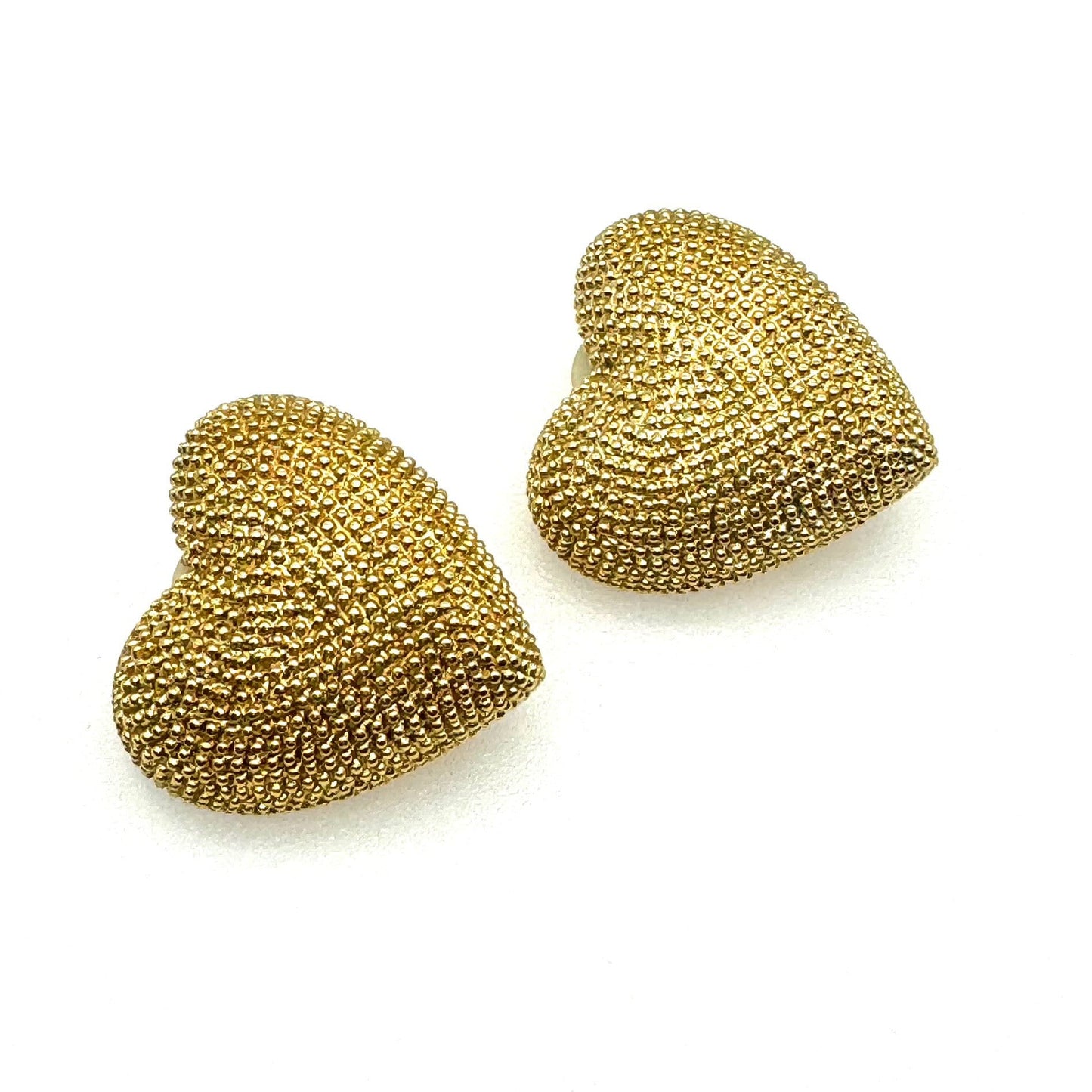 Ciro Large Gold Plated Domed Heart Clip On Earrings