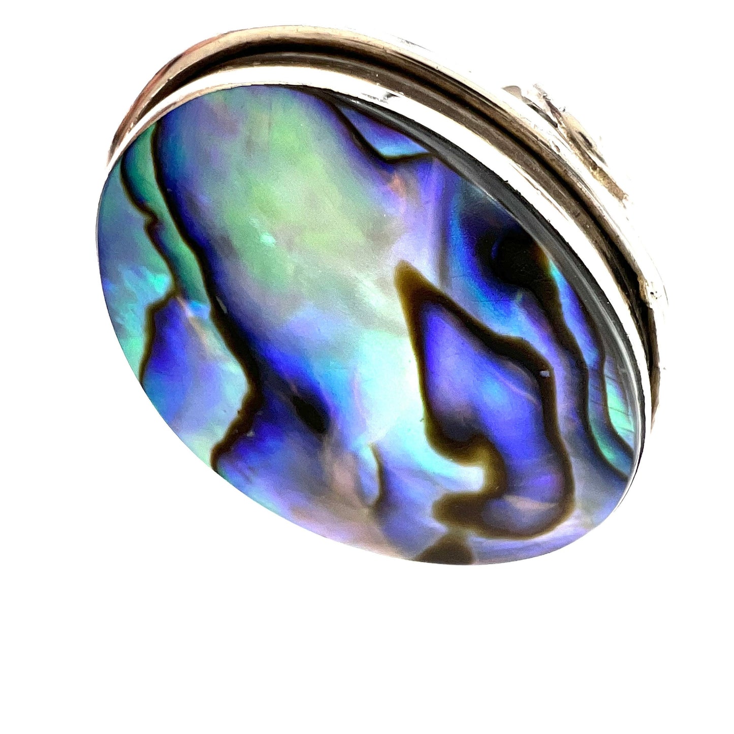 925 Silver Statement Abalone/Paua Ring Size R UK / Size 8.5 U.S.