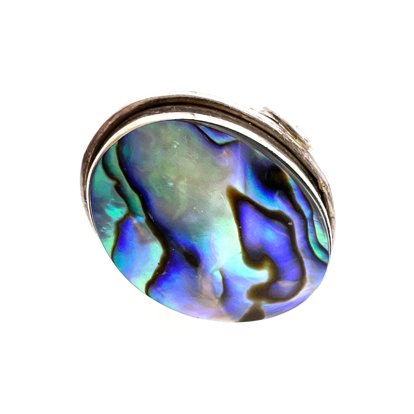 925 Silver Statement Abalone/Paua Ring Size R UK / Size 8.5 U.S.