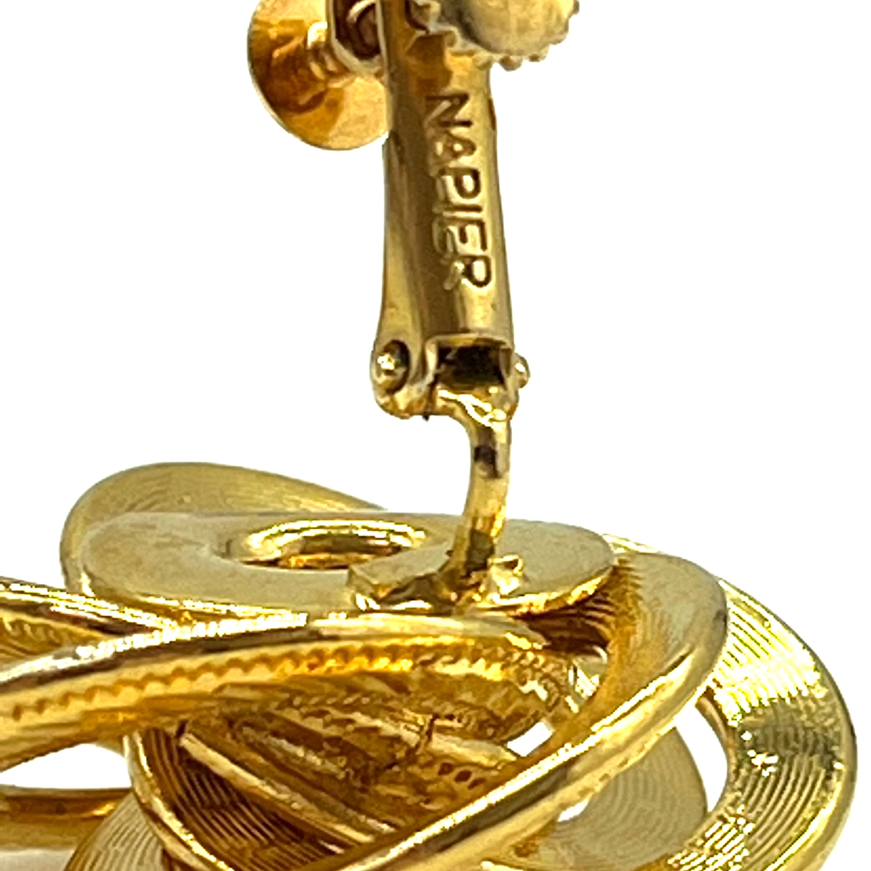 Napier Large Gold Plated Five Ring Knot Screw Back Clip On