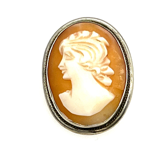 Continental Silver 800 Cameo Brooch / Pendant