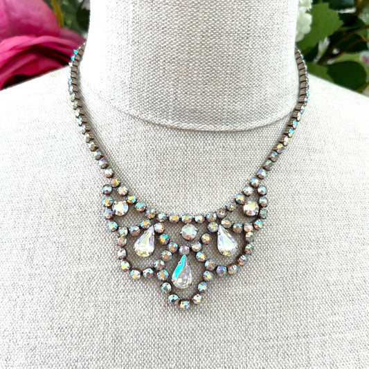 1950's Aurora Borealis Swagged/Bib Necklace